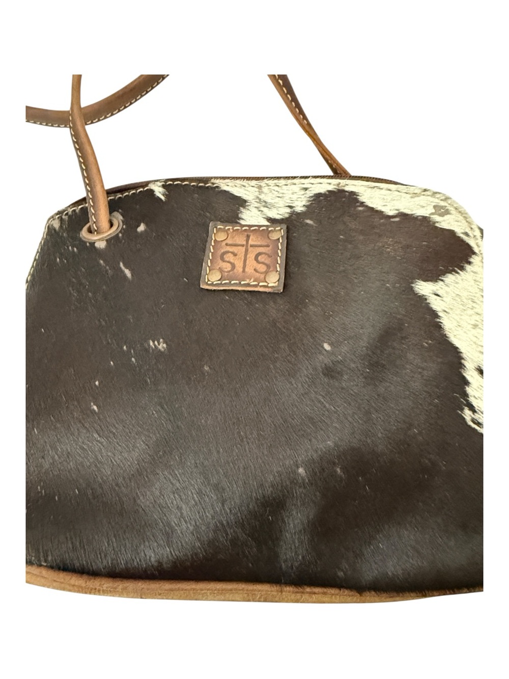 STS Ranchwear Tan w: Black & White Cowhide Crossbody